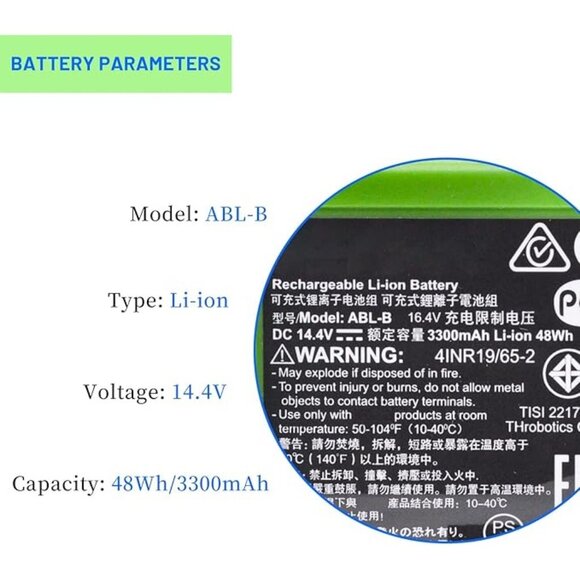 ABL-B Battery for Robot Roomba S9 S9+ 4INR19/65-2 14.4V 48WH 3300MAh NIB - Picture 3 of 7